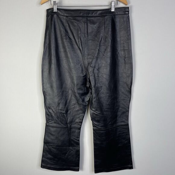 ASOS Women's Size US 12 Black Genuine Leather Flared Pants Grunge Rock Y2K - Picture 5 of 6
